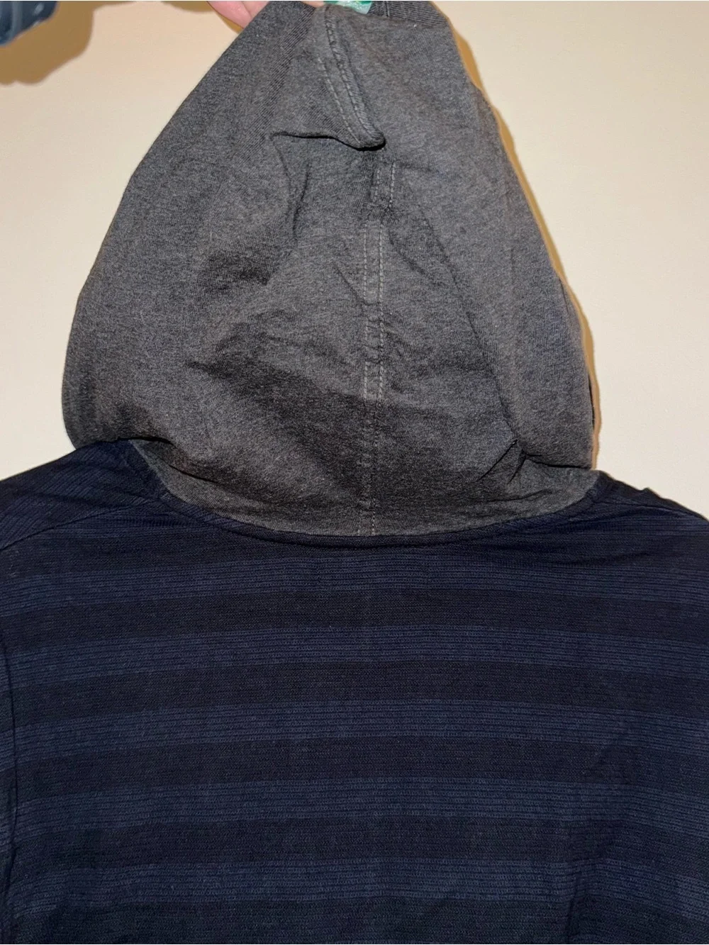 Banana Republic Striped Hooded Henley Shirt - Navy & Charcoal